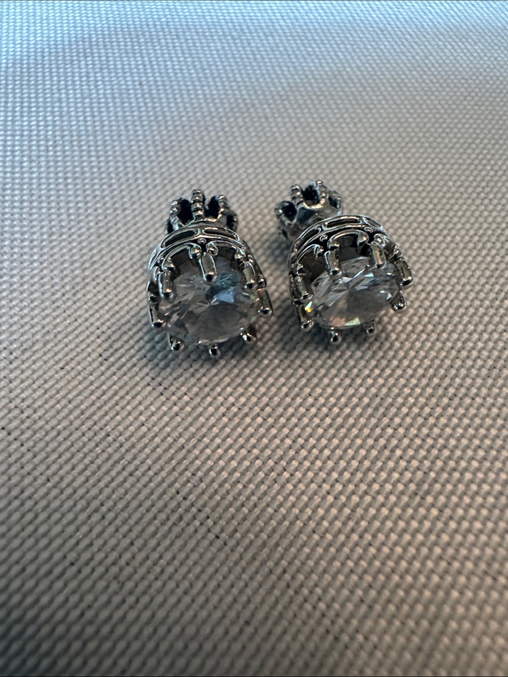 Juicy CoutureSterling Silver Clear Crystal Stud Earrings - Classic Crown Setting